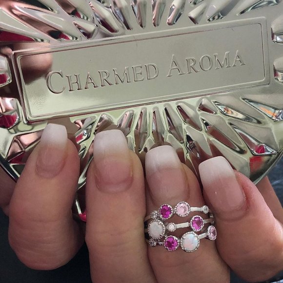 Opal and Pink Swarovski crystal  bauble ring, 925 Sterling Silver Charmed Aroma - Picture 7 of 7